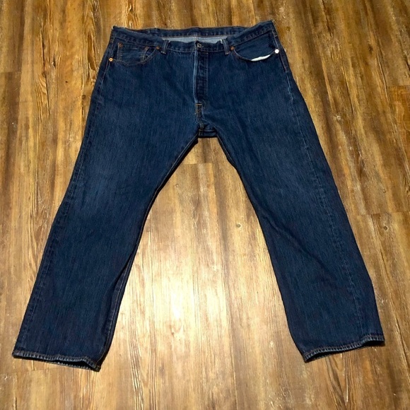 Levi's 501 Jeans Men's 40x29 Button Fly Dark Wash Relaxed Straight Leg Baggy - Picture 1 of 7